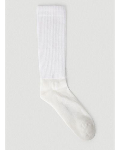Rick Owens Slogan Embroidered Socks - White