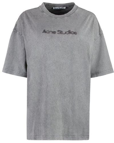 Acne Studios Logo Printed Crewneck T-shirt - Grey