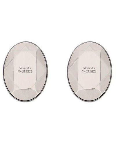 Alexander McQueen Faceted Stone Stud Earrings - Gray