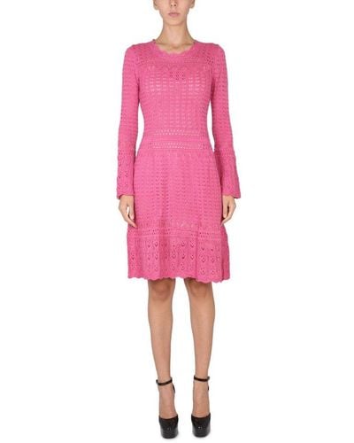 Boutique Moschino Scallop Edge Open Knit Dress - Pink