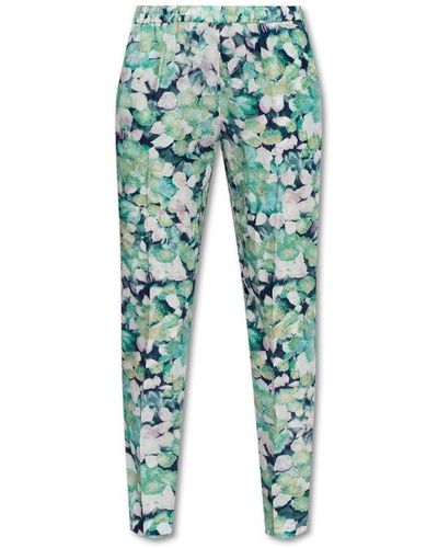 Dries Van Noten Floral Printed Tapered Trousers - Green