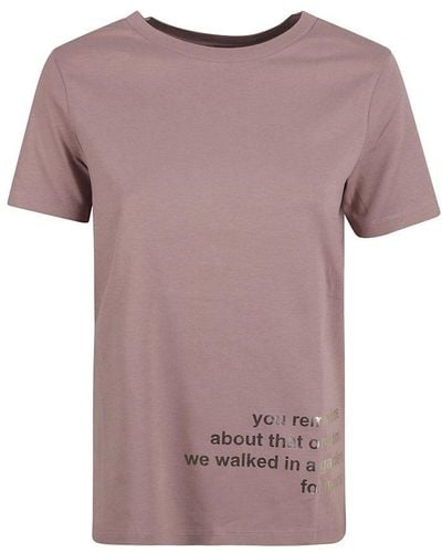 Max Mara Slogan Printed Crewneck T-shirt - Pink