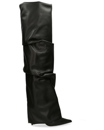 Alexandre Vauthier Pointed Toe Ruched Boots - Black