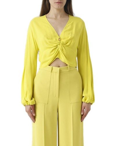 Elisabetta Franchi Knot-detailed Cropped Blouse - Yellow