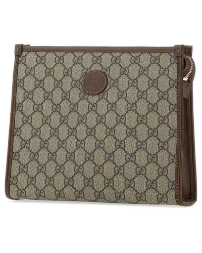 Gucci Jacquard G Monogram Zipped Travel Bag - Gray