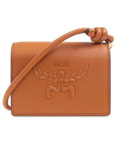 MCM Strapped Wallet, - Brown