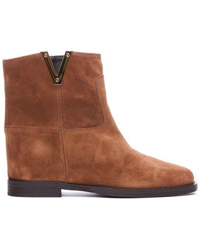 Via Roma 15 Logo-detailed Slip-on Ankle Boots - Brown