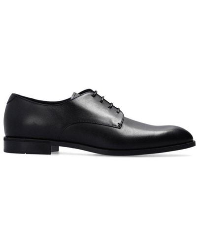 Emporio Armani Round Toe Lace-up Derby Shoes - Black