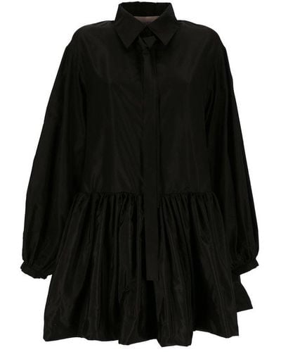 Valentino Long-sleeved Mini Shirt Dress - Black
