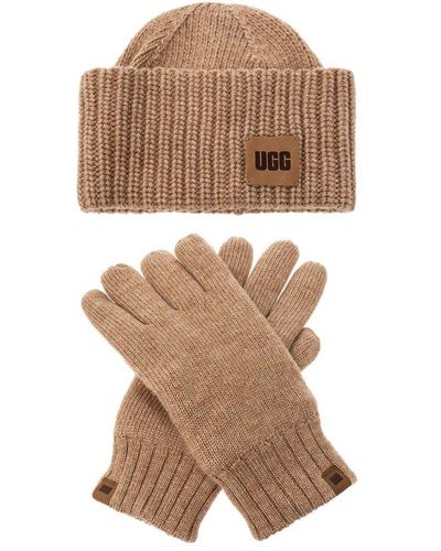 UGG Beanie & Gloves Set, - Brown