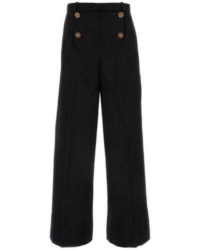 Versace High-waist Wide-leg Pleated Trousers - Black