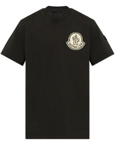 Moncler Logo Printed Crewneck T-shirt - Black