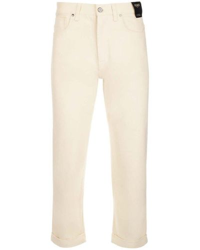 Fendi High Waist Cropped Jeans - White
