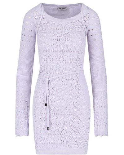 The Attico Open-knit Ribbed Hem Mini Dress - White