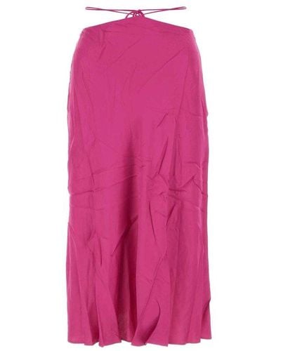 FARM Rio Tassel Embellished Pleated Skirt - Pink