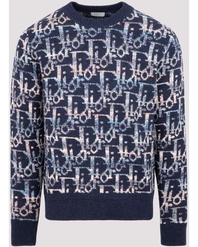 Dior Oblique Jacquard Sweater - Blue