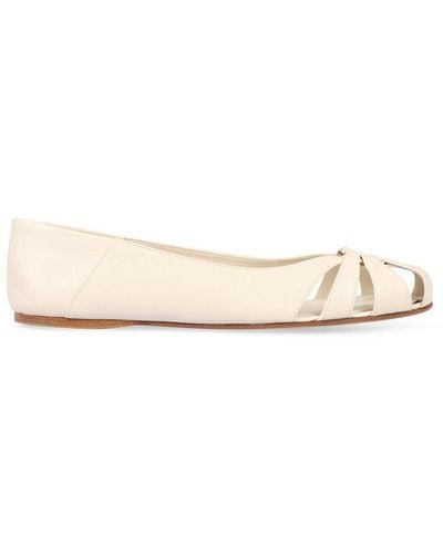 Ferragamo Leather Ballet Flats - White