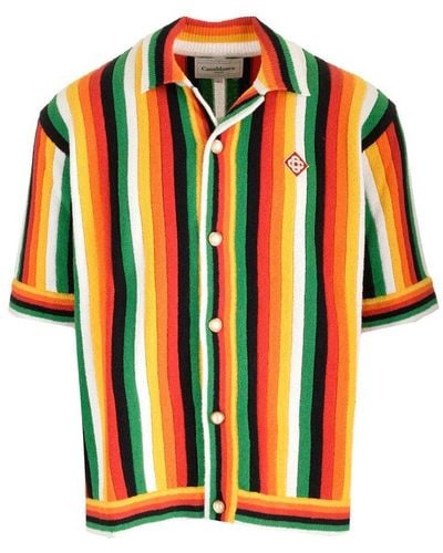 Casablancabrand Logo Patch Striped Towelling Shirt - Orange