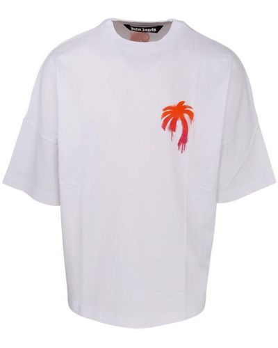Palm Angels Sprayed Palm Logo T-shirt - White