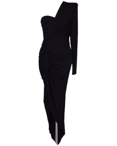 Alexandre Vauthier One-shoulder Gathered Asymmetric Midi Dress - Black
