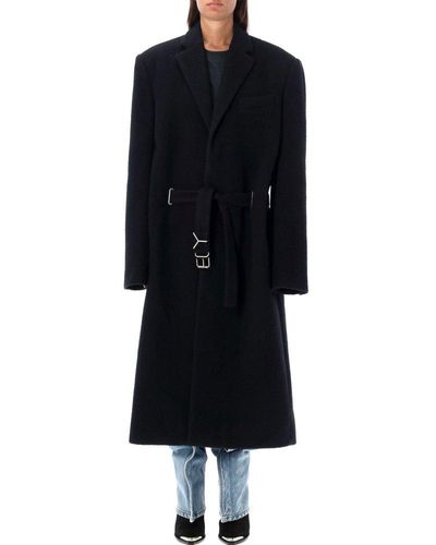 Y. Project Y Belted Brushed Wool Coat - Black