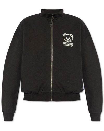 Moschino Teddy-bear-motif High-neck Zipped Sweatshirt - Black