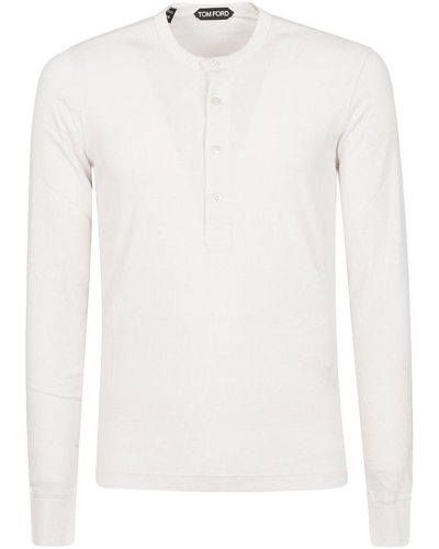 Tom Ford Long-sleeved Henley Button-detailed T-shirt - White