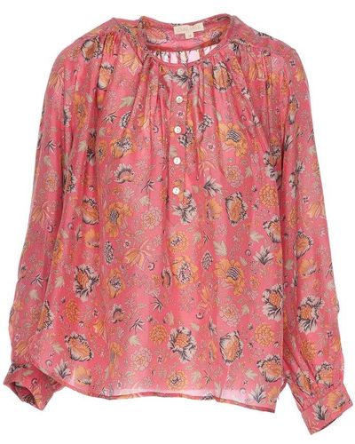 Louise Misha Floral-print Long-sleeved Blouse - Pink