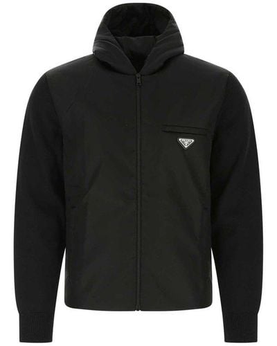 Prada Logo Hooded Jacket - Black