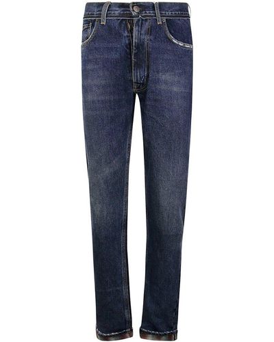 Maison Margiela Pendleton Straight-leg Frayed Jeans - Blue