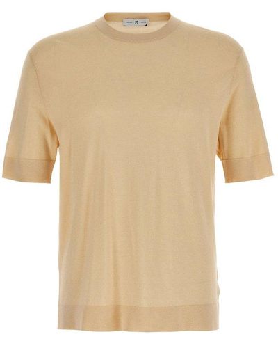 PT Torino Short-sleeved Crewneck Knitted T-shirt - White