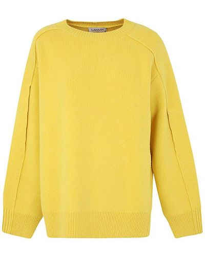 Lanvin Long Slit Sleeved Crewneck Sweater - Yellow