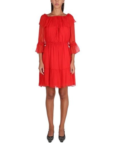 Gucci Chiffon Mini Dress - Red