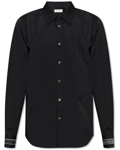 Alexander McQueen Logo-strap Buttoned Poplin Shirt - Black