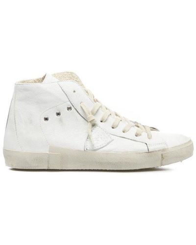Philippe Model Logo Patch Lace-up Trainers - White