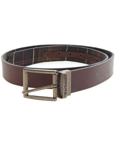 Barbour Mac Check Pattern Buckle Belt - White