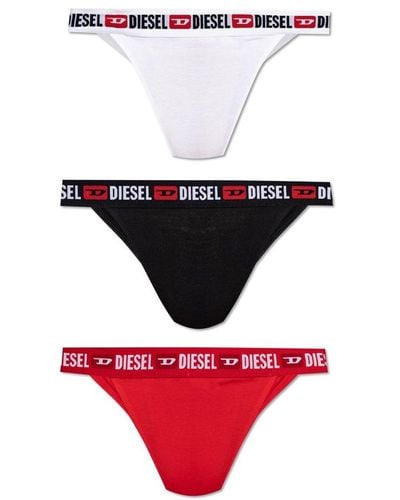 DIESEL Three Pack Of Logo Waistband Briefs - Red