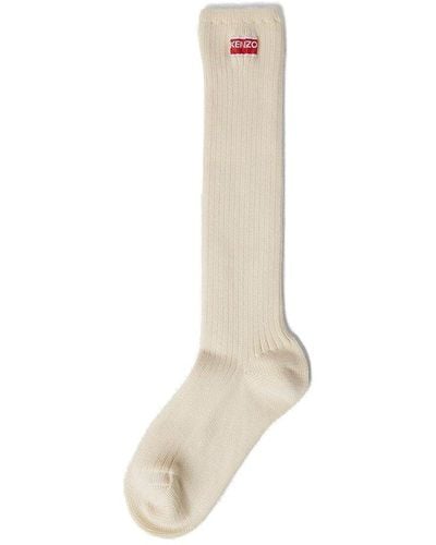 KENZO Logo Patch Knitted Socks - White