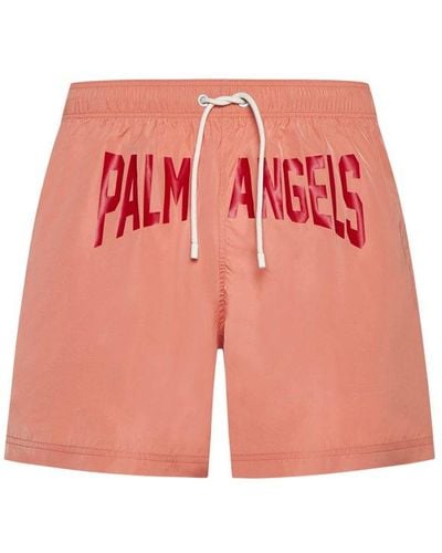 Palm Angels Logo-printed Drawstring Swim Shorts - Red