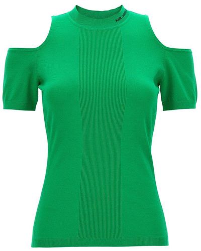 Karl Lagerfeld Cut-out Knitted Top - Green