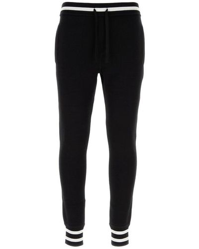 Dolce & Gabbana Embroidered Tapered Leg Track Trousers - Black