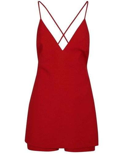 Valentino V-neck Sleeveless Mini Dress - Red