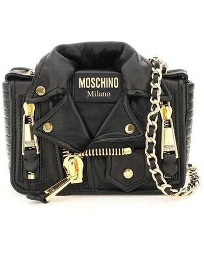 Moschino Nappa Leather Small Biker Bag - Black