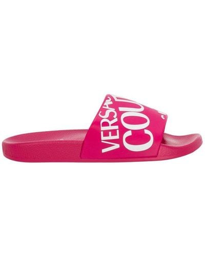 Versace Logo Embossed Sandals - Pink
