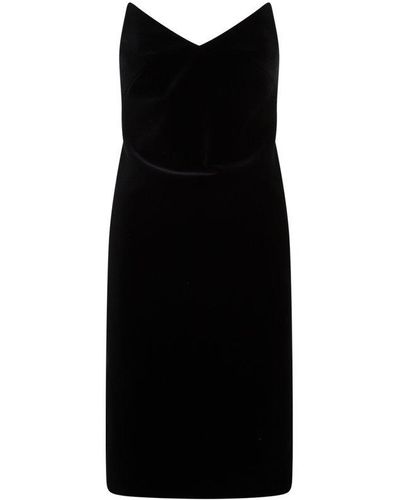 Loewe Bustier Dress In Cotton Velvet - Black
