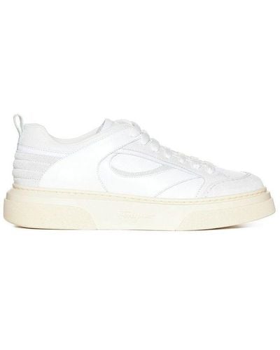 Ferragamo Paneled Lace-up Sneakers - White