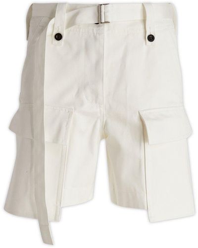 Sacai Belted Cargo Shorts - White