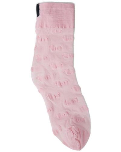Thom Browne Logo Tag Graphio Motif Socks - Pink