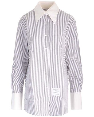 Thom Browne Seersucker Striped Shirt - White