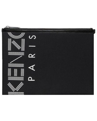 KENZO Logo A4 Clutch Bag - Black